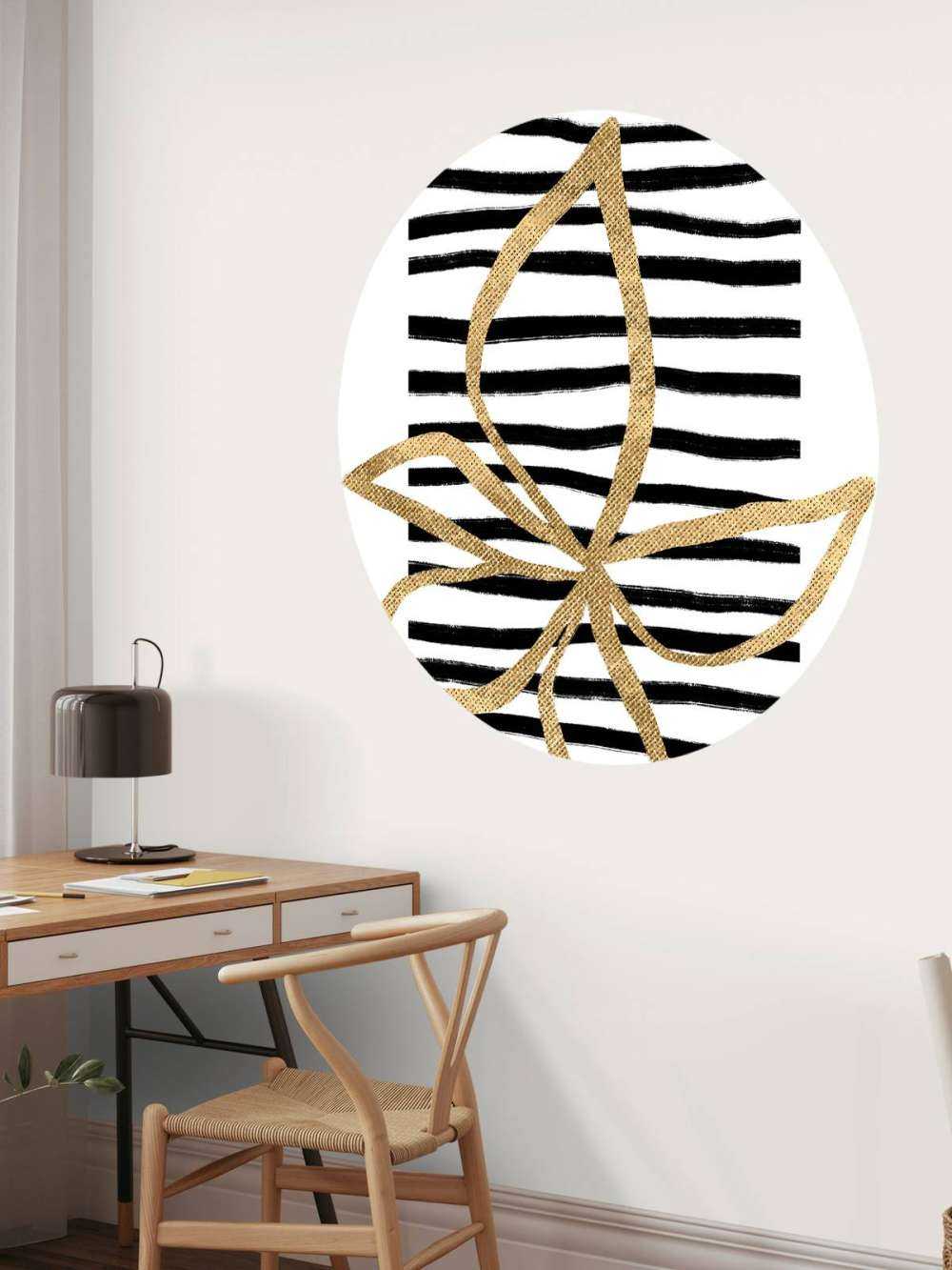Golden Flower on Black Stripes