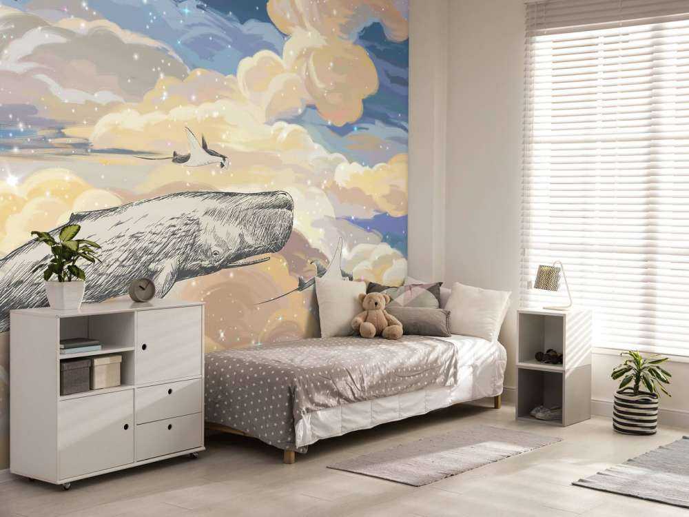 Whale swimming through the clouds