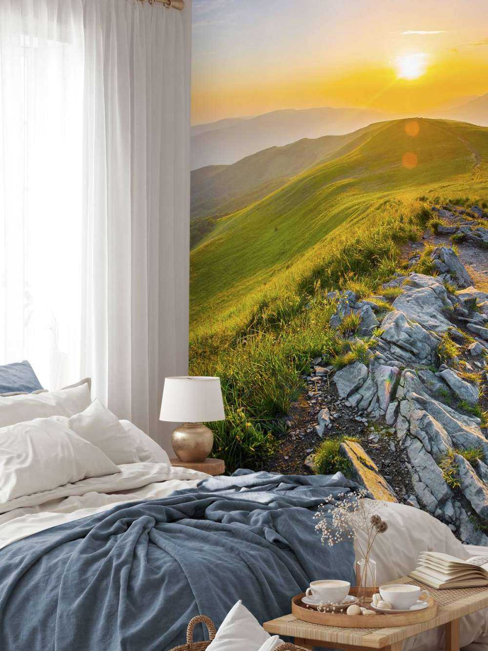 Sunset in a mountainous landscape