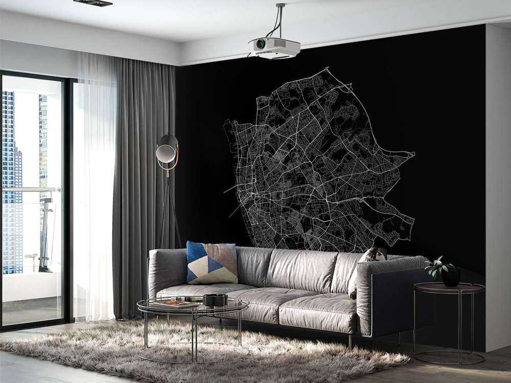 Plattegrond van Liverpool, zwart