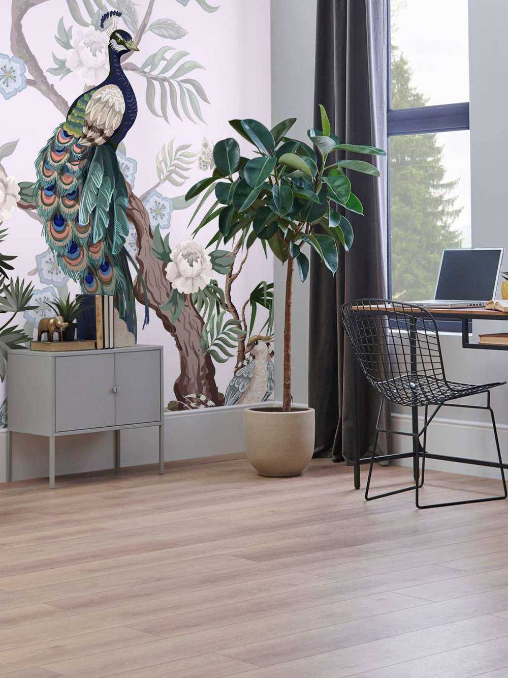 Peacocks and peonies