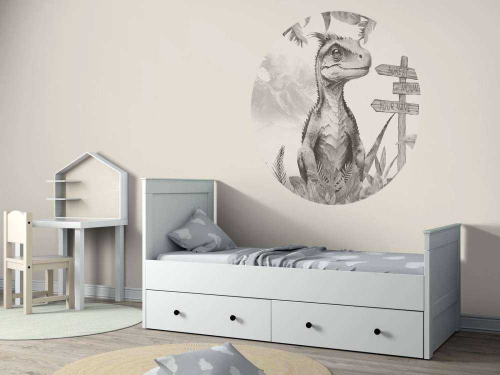 Baby velociraptor in the beige jungle