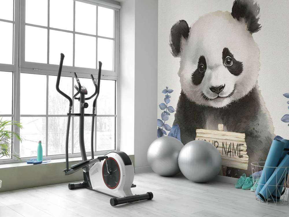 Baby panda in the jungle blue