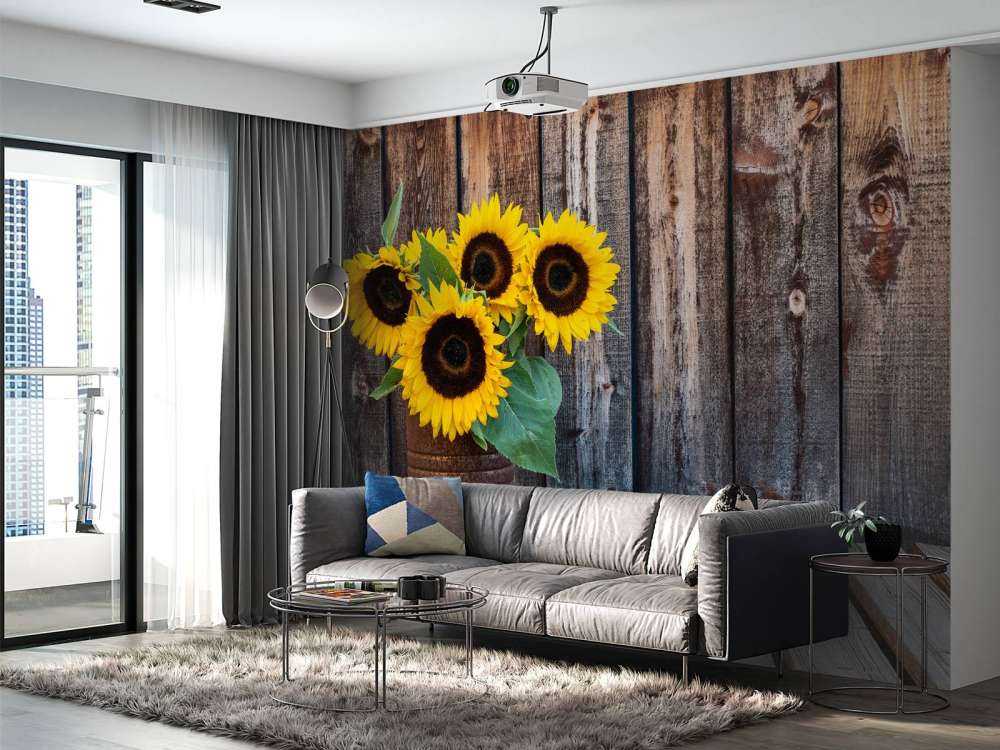 Vase with sunflowers