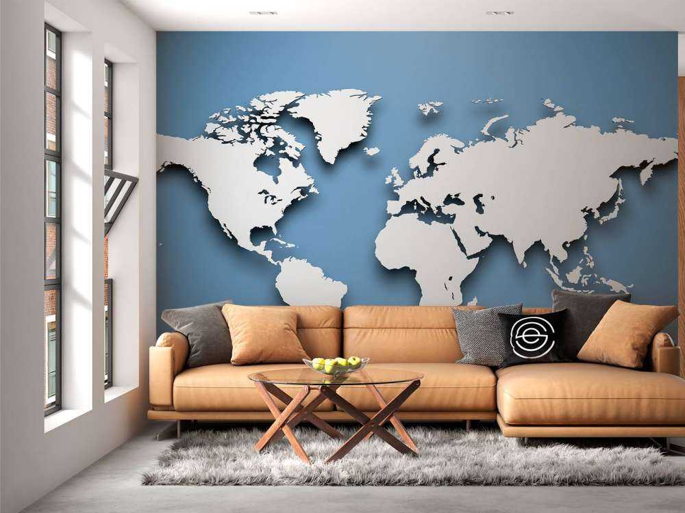 3D World map blue