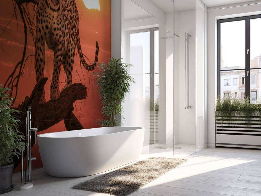 Leopard with setting sun