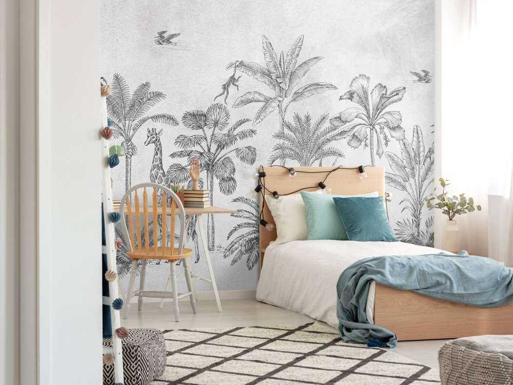 Tropical animal jungle gray
