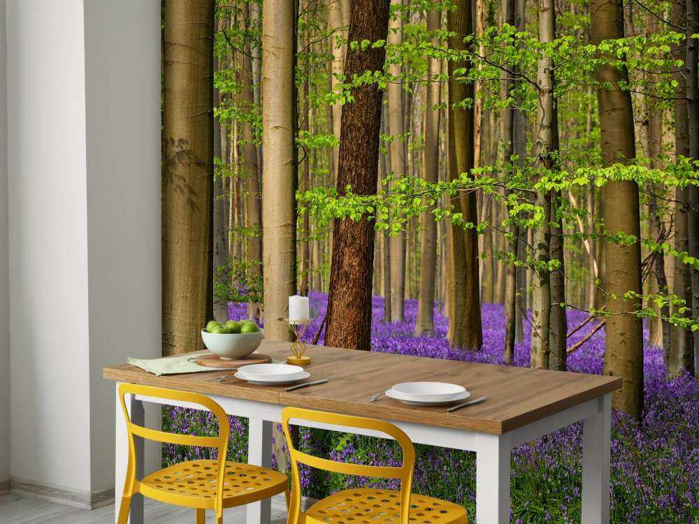 Forest with purple flowers