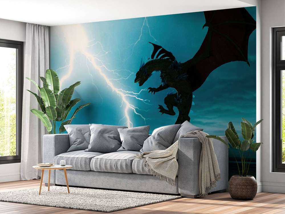 Dragon at thunderstorm