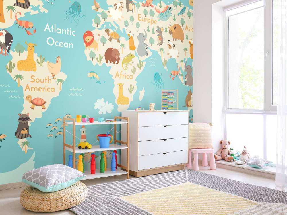 World map with animals