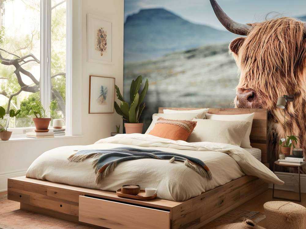 Scottish Highlander in the hills