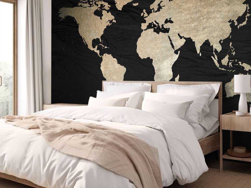 World map light gold