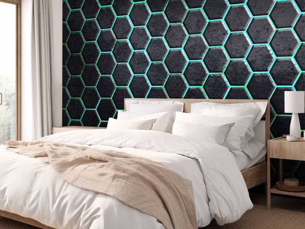 Hexagons with green lights