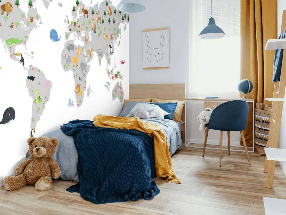 World map for children with white background