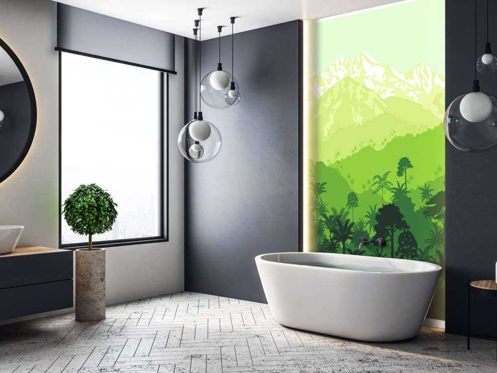 Jungle trees and high mountains