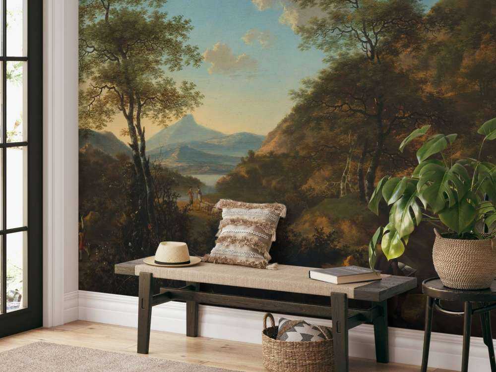 Italian landscape with artist