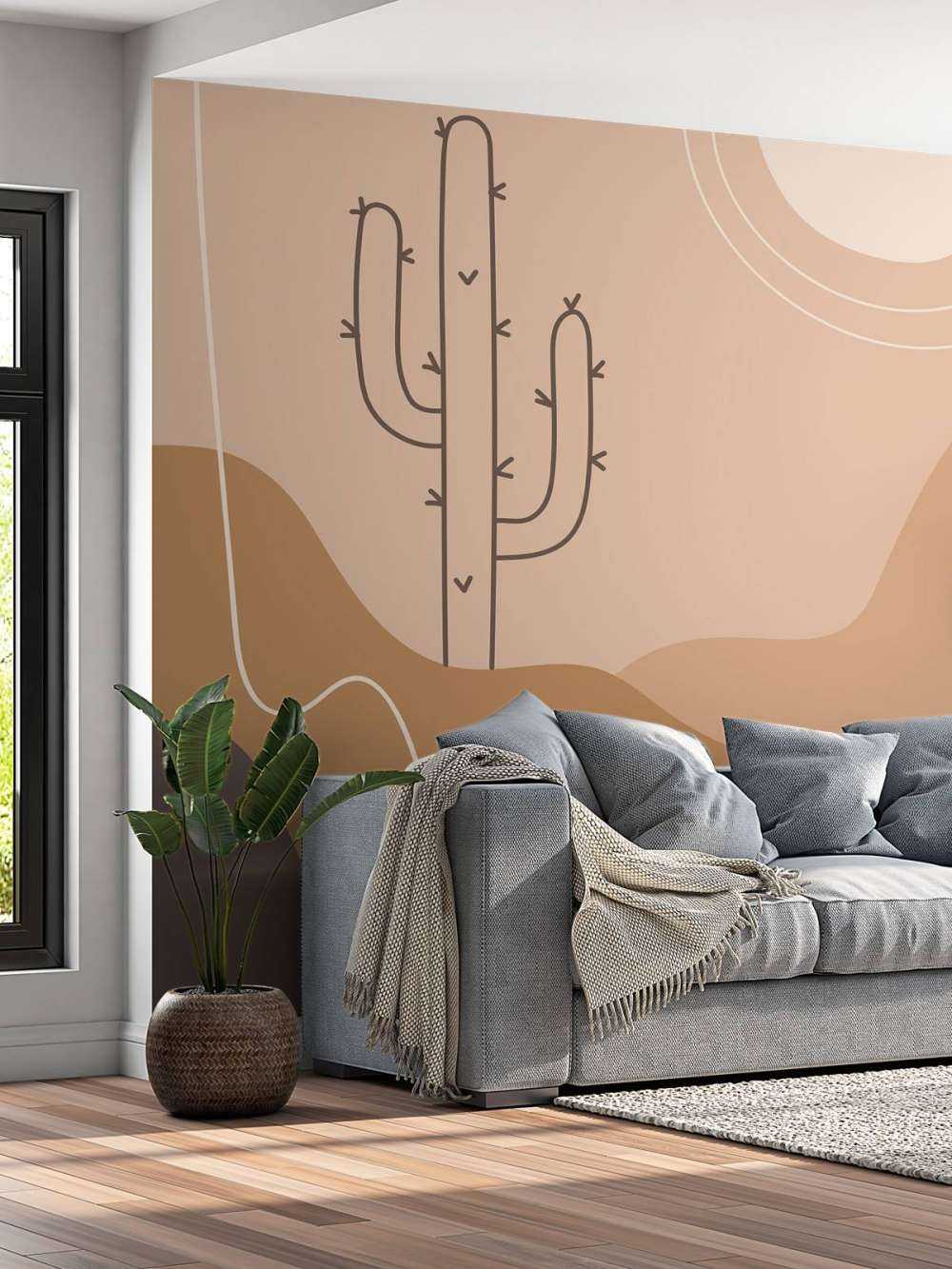 Abstracte cactussen en bergen