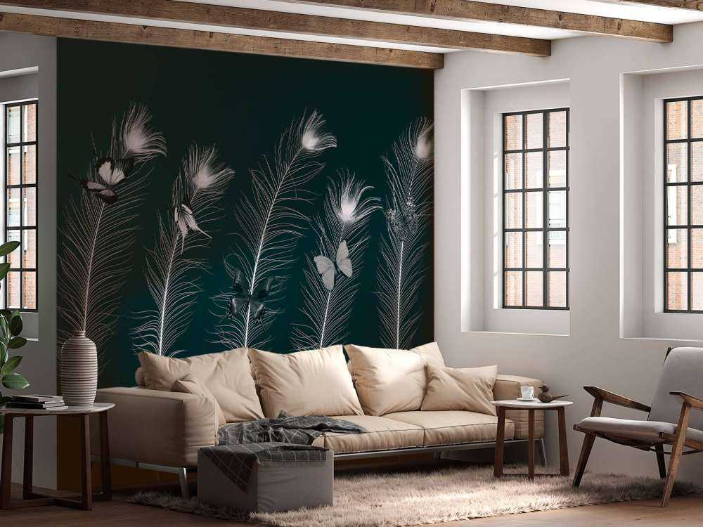 Butterflies on peacock feathers