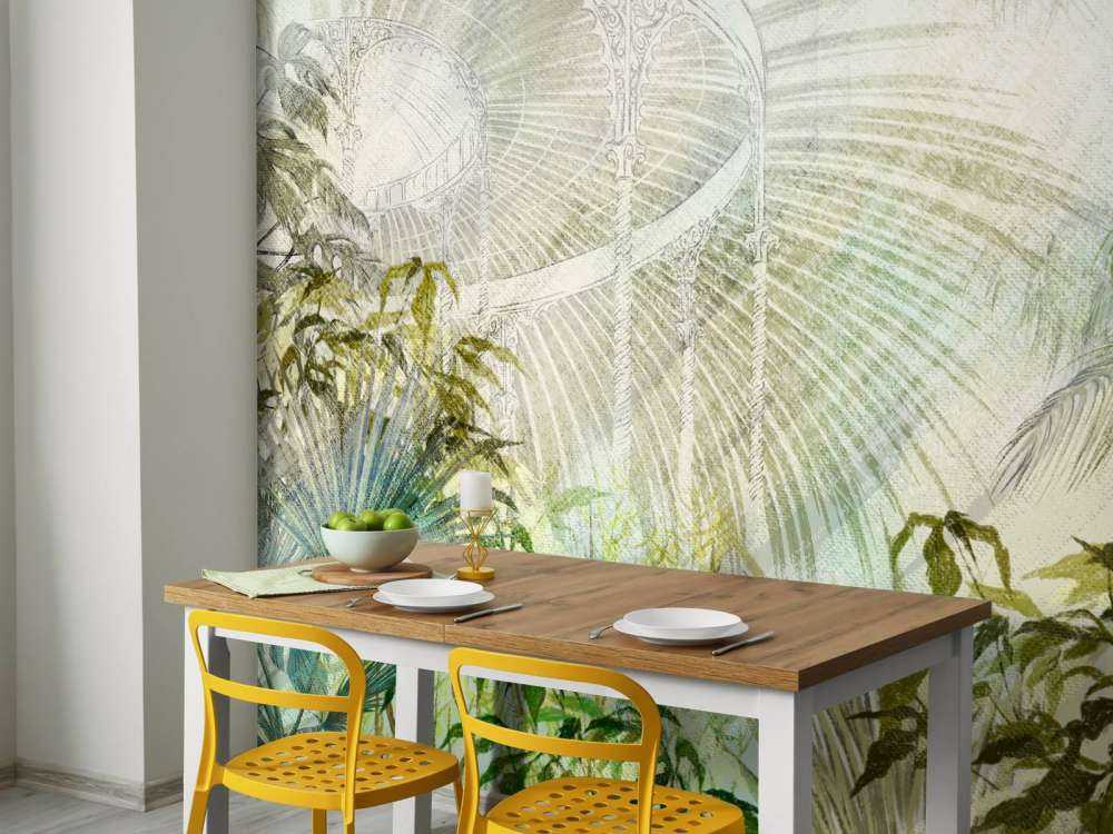 Greenhouse with tropical plants