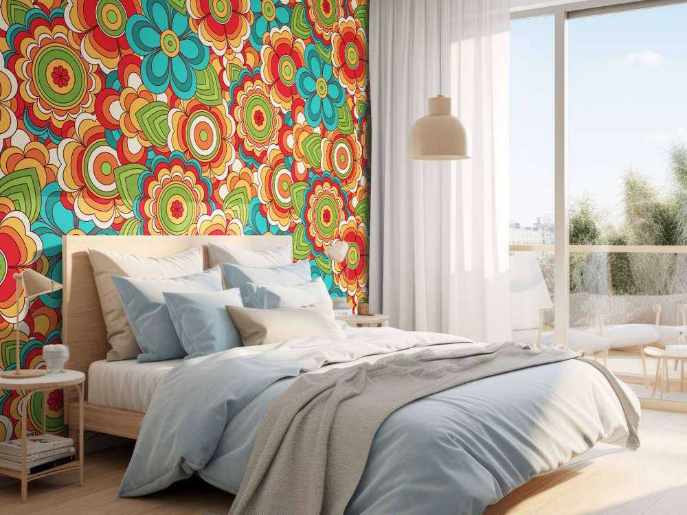 Colourful retro flowers