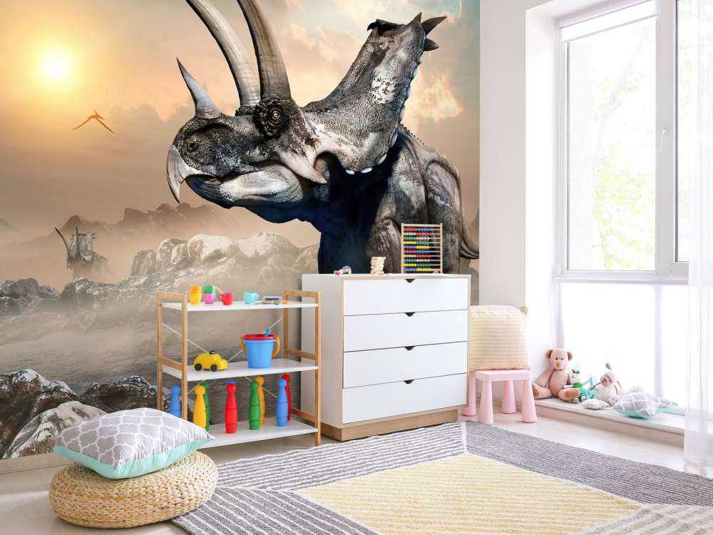 Dinosaur in the morning fog