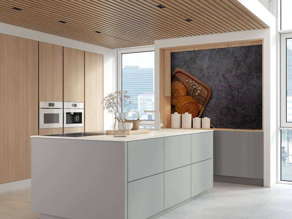 Moon cakes on a black countertop