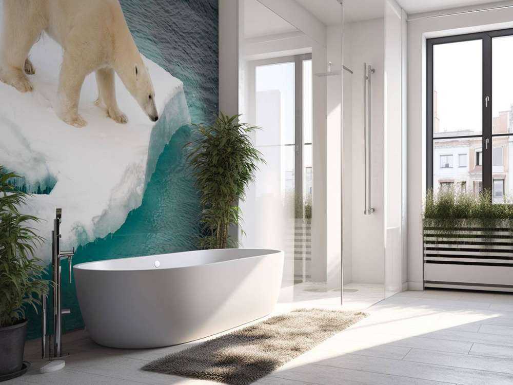 Een ijsbeer observeert de zee