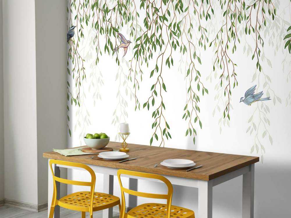 Hanging branches and birds