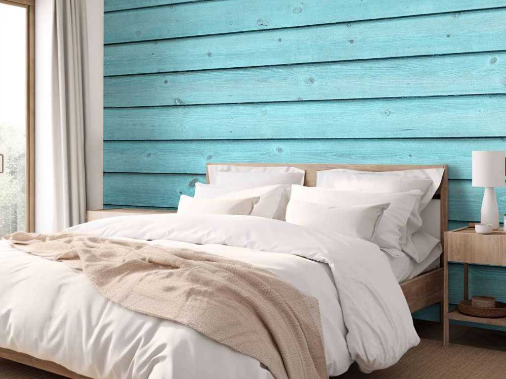 Blauw geverfd hout