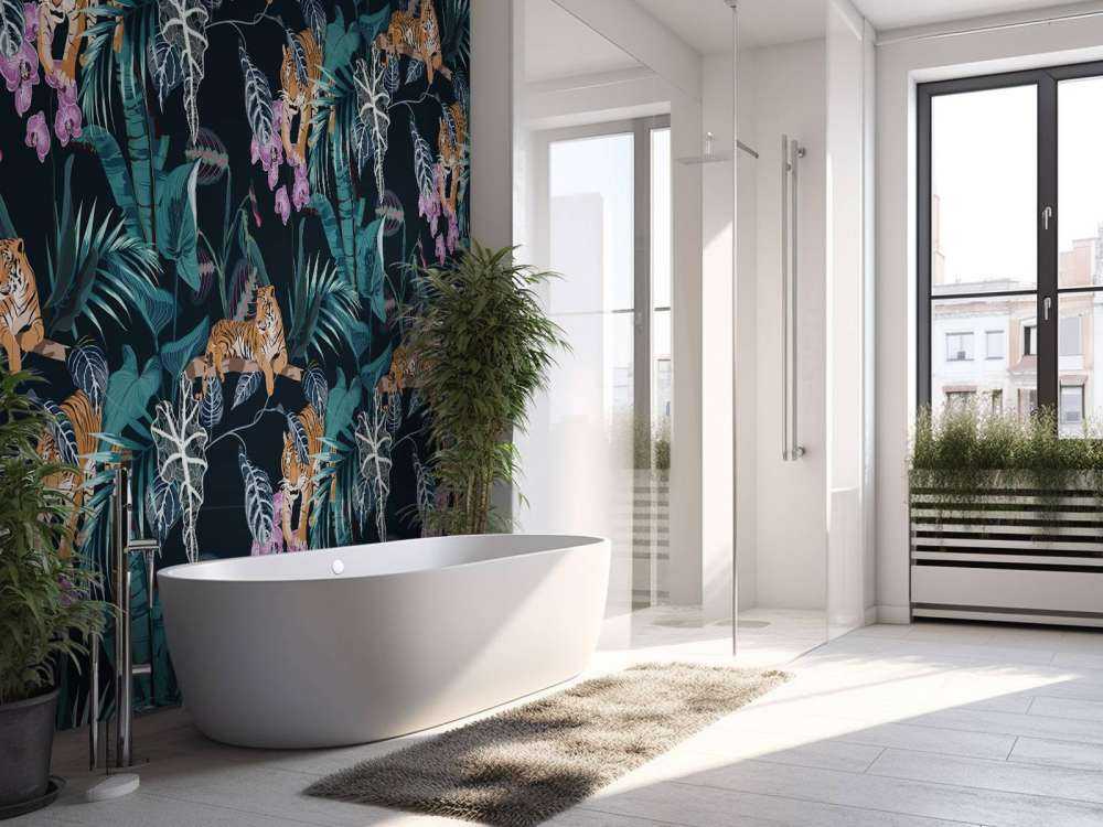 Tigers, leaves and flowers