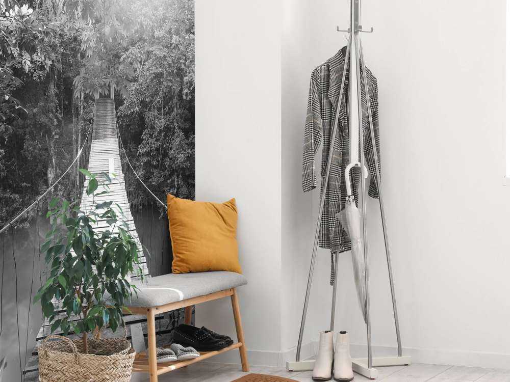 Suspension bridge black and white