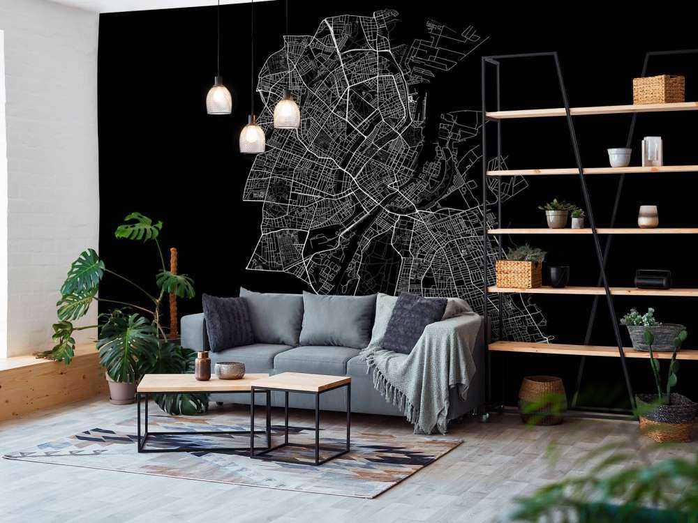 Plattegrond van Kopenhagen, zwart