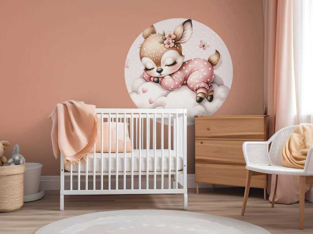 Sleeping little deer on a cloud