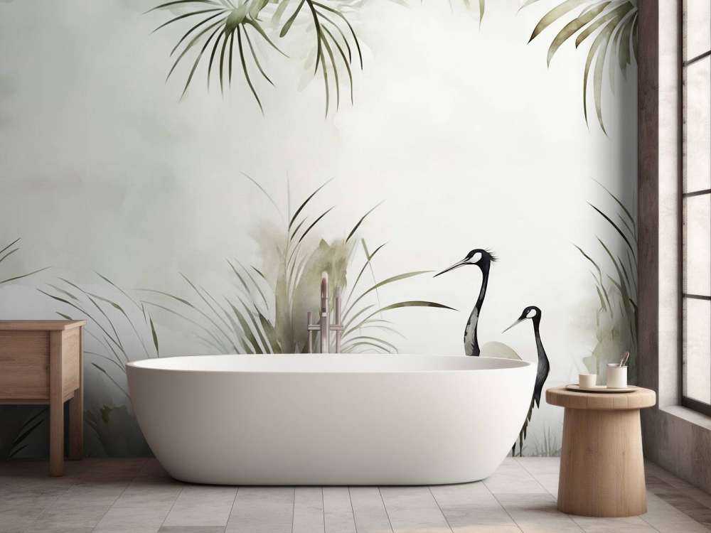 Cranes in Field Green