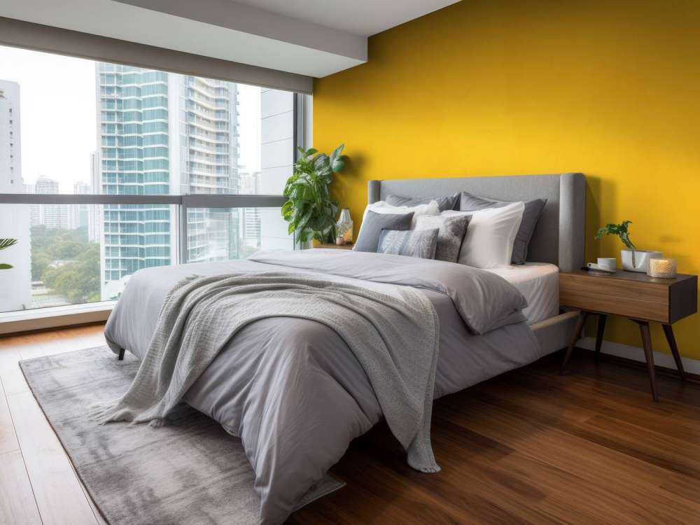 Sunny orange yellow concrete