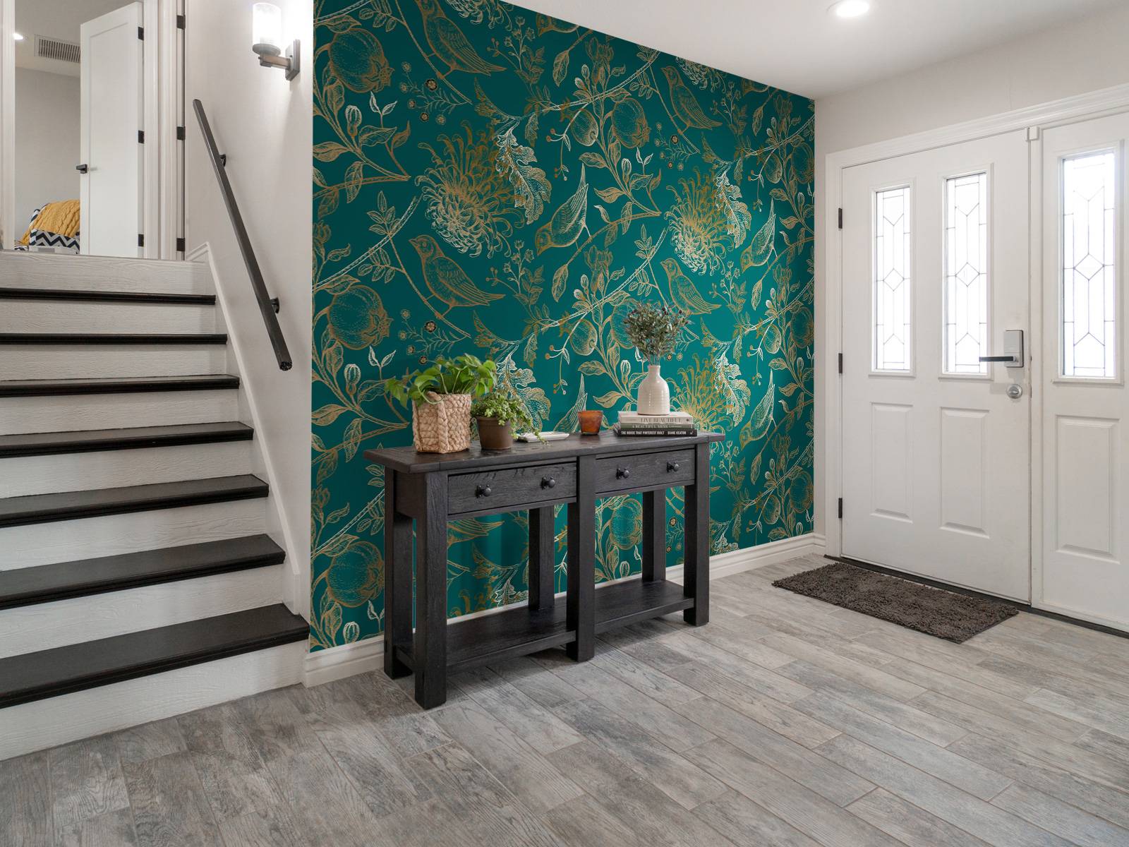 Chrysanthemum and bird pattern