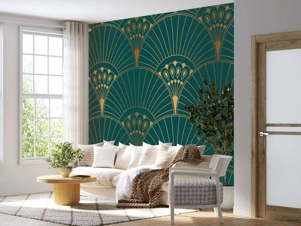 Art Deco fan in Teal