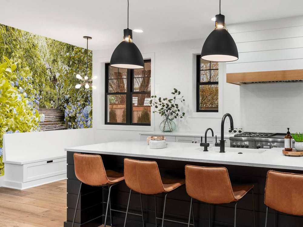 Blue flowers in park