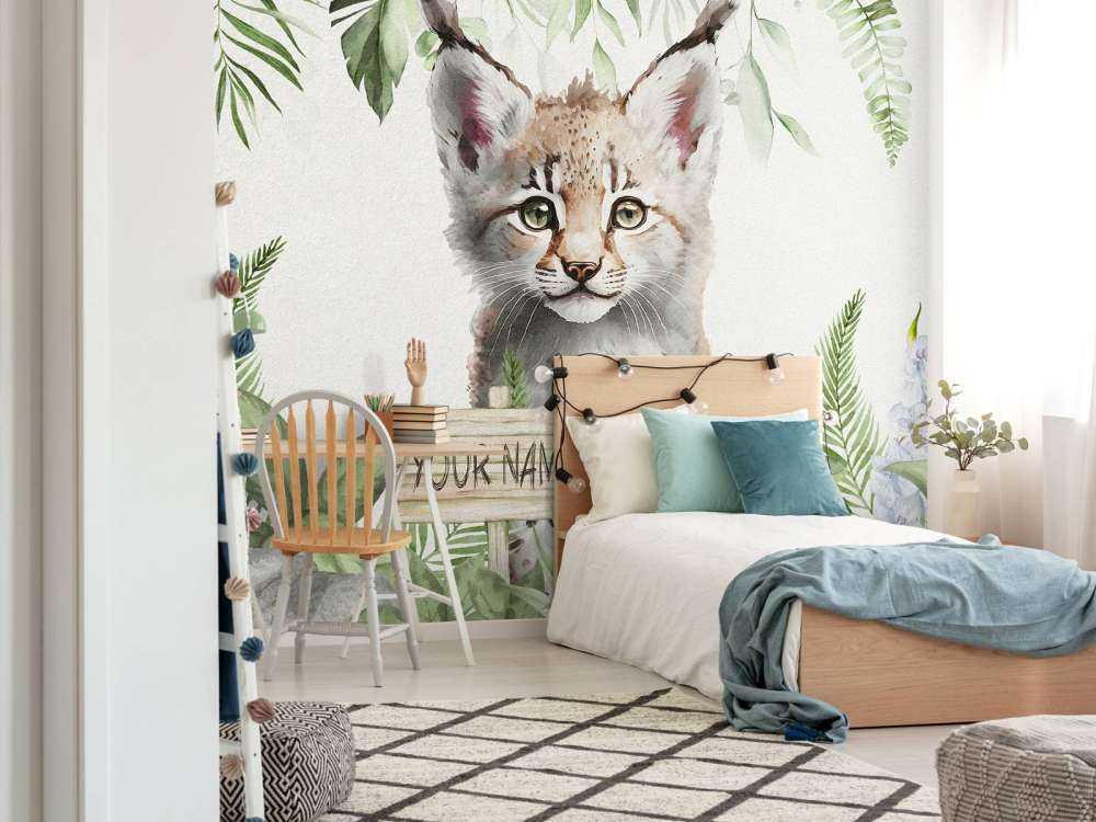 Baby lynx in the jungle