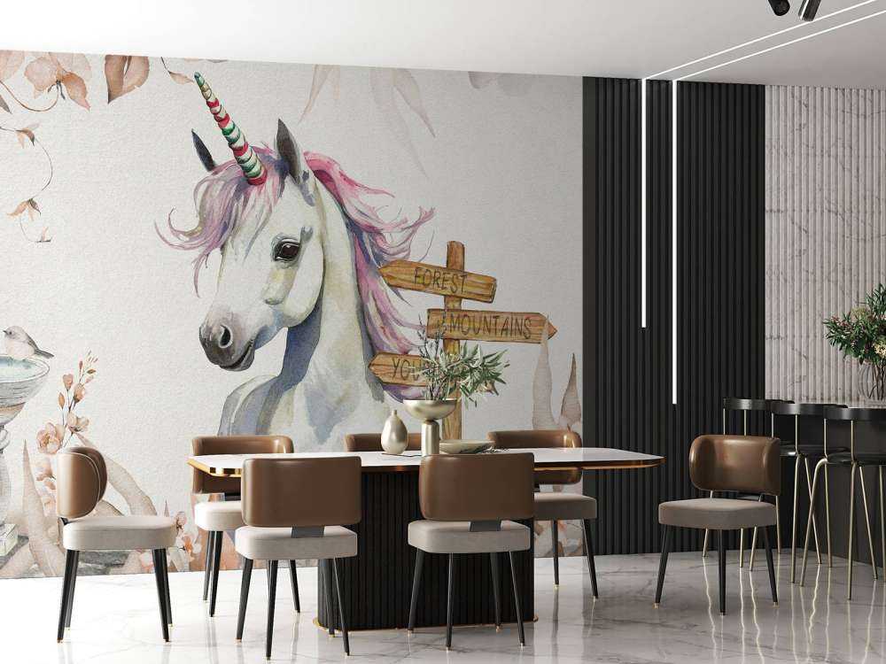 Baby unicorn with plants taupe