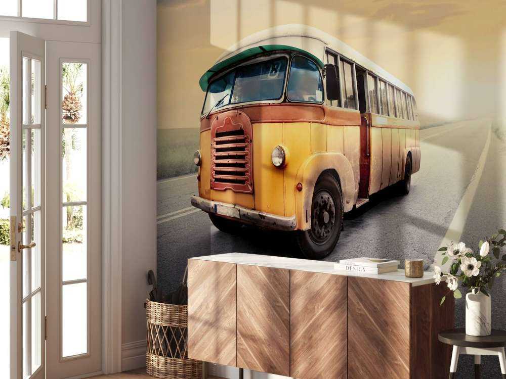 Bus on a deserted road