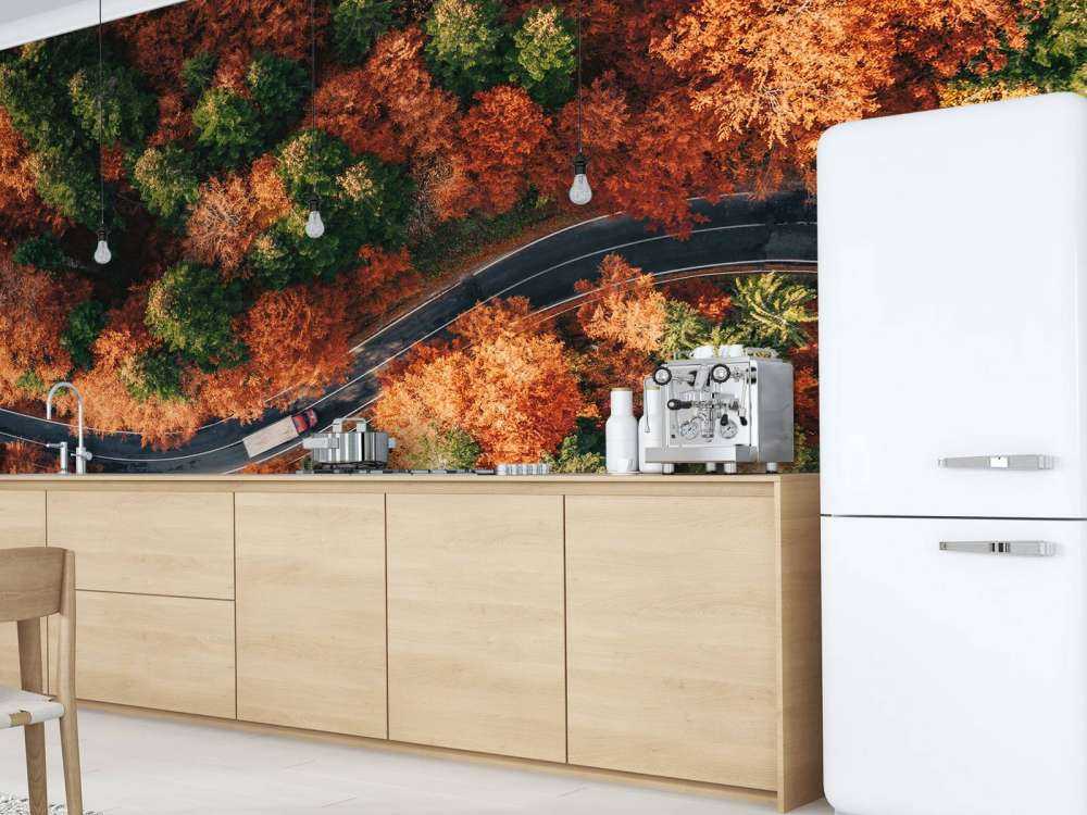 Winding road with truck