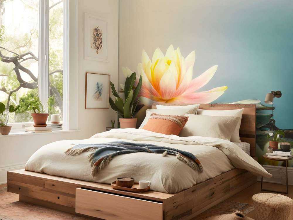 Pond with lotus flowers