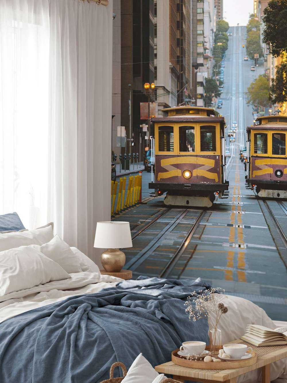 Yellow trams in San Francisco USA