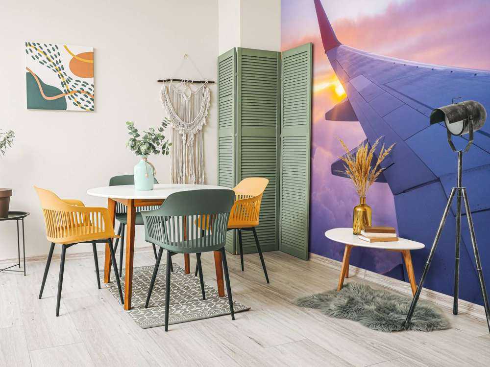 Aircraft wing in the clouds