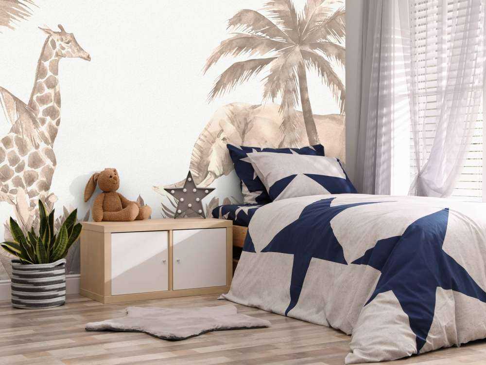 Various jungle animals in taupe