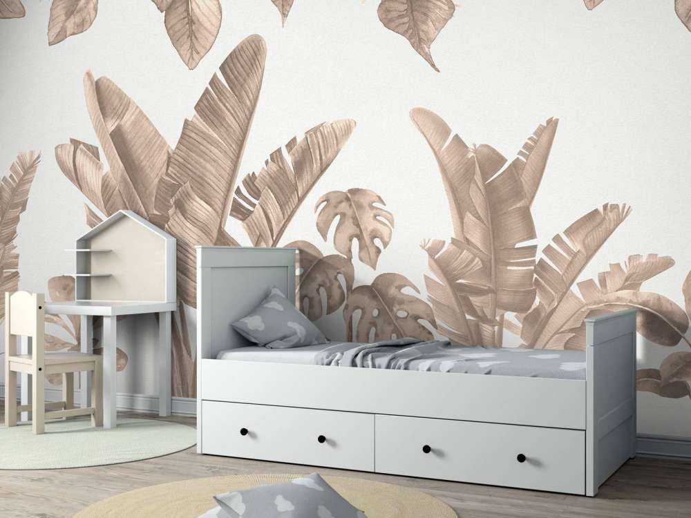 Jungle leaves in taupe