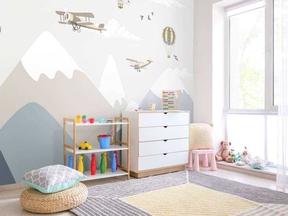 Mountains with balloons