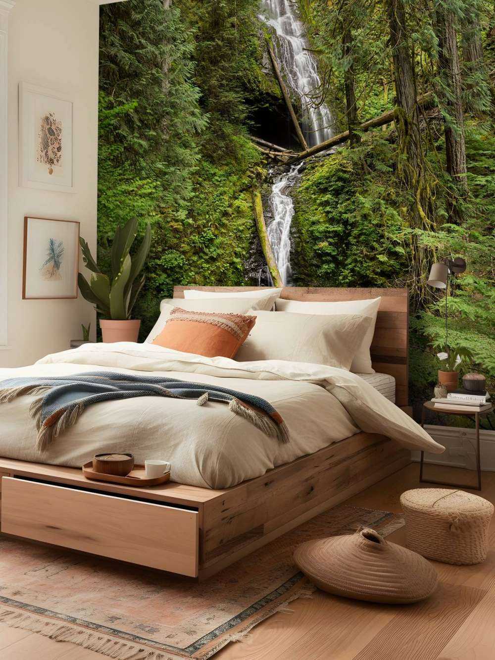 Waterfall with fallen trees