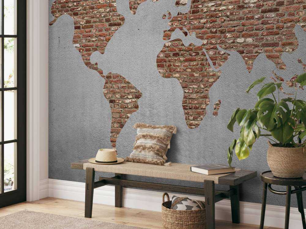 World map with bricks